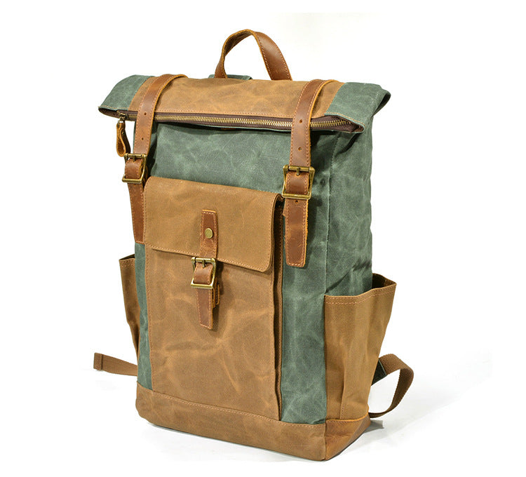 Vintage Waterproof Leather Canvas Backpack C9120-Leather Canvas Backpack-Coffee-Free Shipping Leatheretro