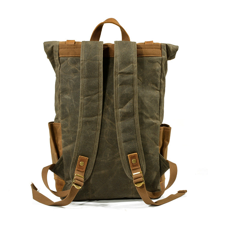 Vintage Waterproof Leather Canvas Backpack C9120-Leather Canvas Backpack-Coffee-Free Shipping Leatheretro