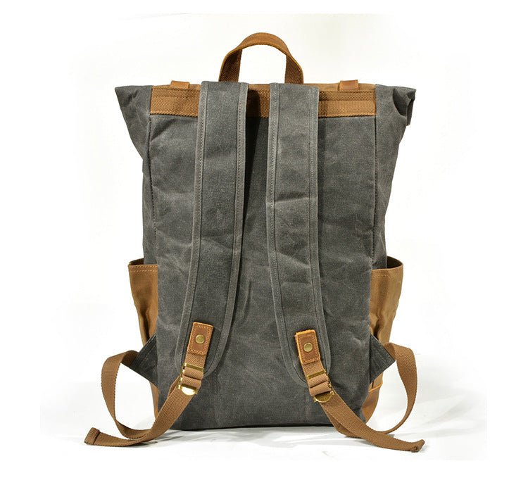 Vintage Waterproof Leather Canvas Backpack C9120-Leather Canvas Backpack-Coffee-Free Shipping Leatheretro