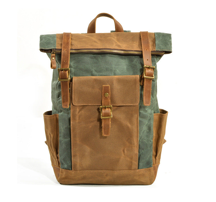 Vintage Waterproof Leather Canvas Backpack C9120-Leather Canvas Backpack-Coffee-Free Shipping Leatheretro
