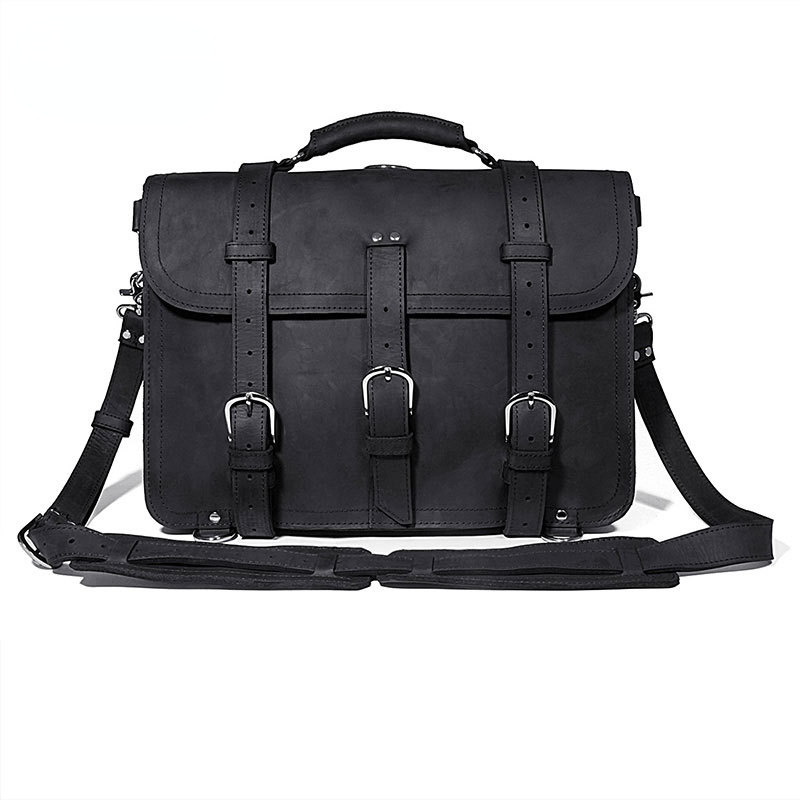 Luxury Cowhide Leather Traveling Bag for Men 7072-Leather Traveling Bag-Black-Free Shipping Leatheretro