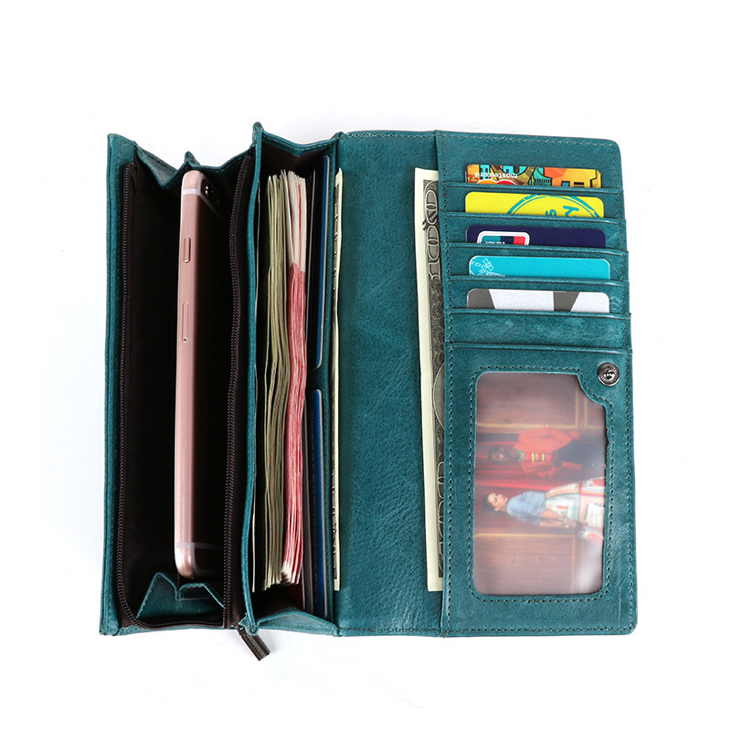 Women Fashion Multi Functional Leather Wallet 9366-Leather Wallet-Green-Free Shipping Leatheretro