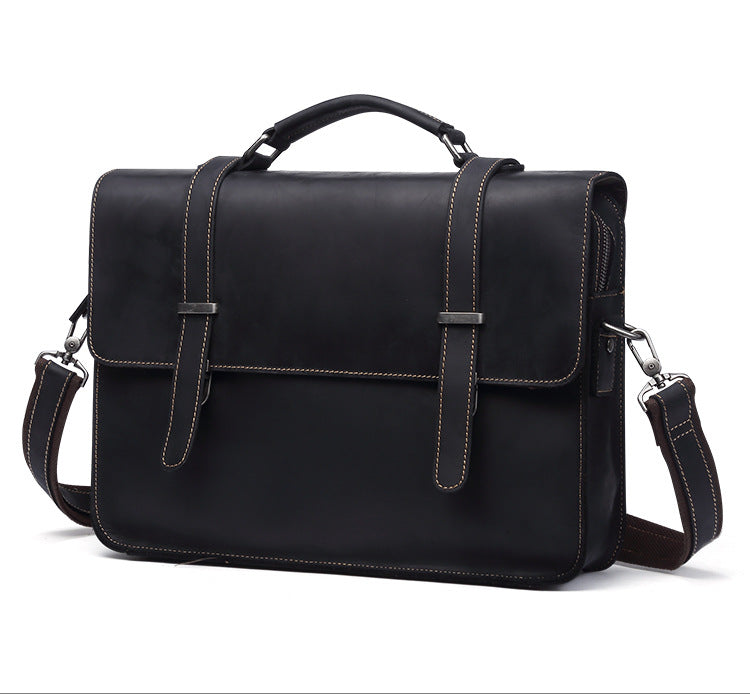 Vintage Crazy Horse Leather Business Briefcase Laptop J6148-Leather Briefcase-Dark Coffee-Free Shipping Leatheretro