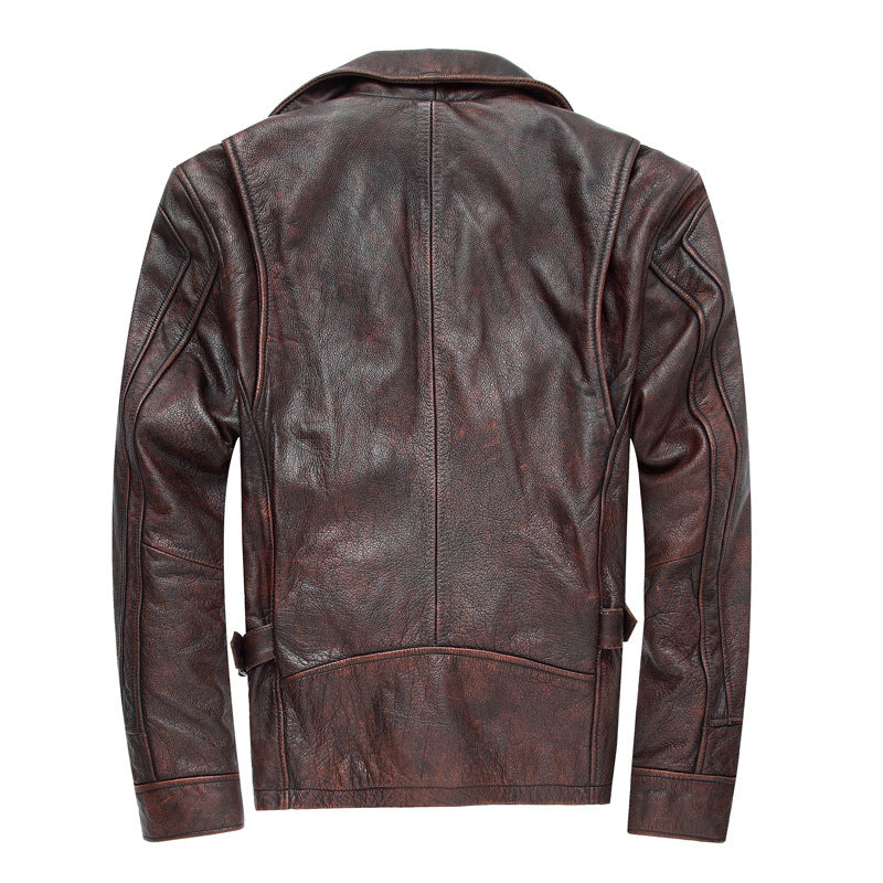 Motorcycle Cowhide Leather Jackets for Men-Coats & Jackets-The same as picture-S-Free Shipping Leatheretro