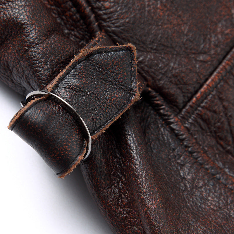 Motorcycle Cowhide Leather Jackets for Men-Coats & Jackets-The same as picture-S-Free Shipping Leatheretro