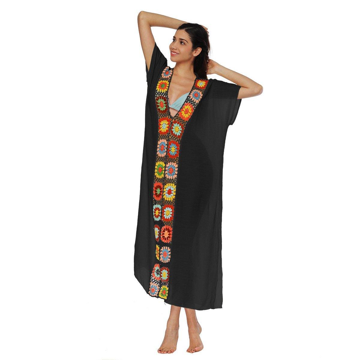 Women Long Summer Beach Cover Ups-Cover Ups-Black-One Size-Free Shipping Leatheretro