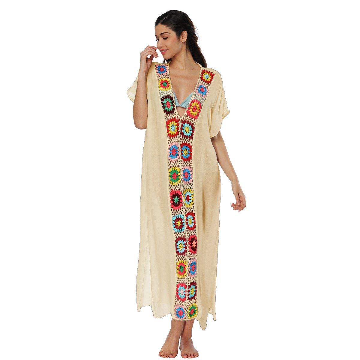 Women Long Summer Beach Cover Ups-Cover Ups-Apricot-One Size-Free Shipping Leatheretro