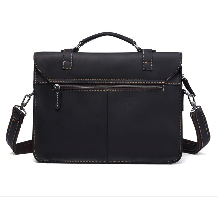 Vintage Crazy Horse Leather Business Briefcase Laptop J6148-Leather Briefcase-Dark Coffee-Free Shipping Leatheretro