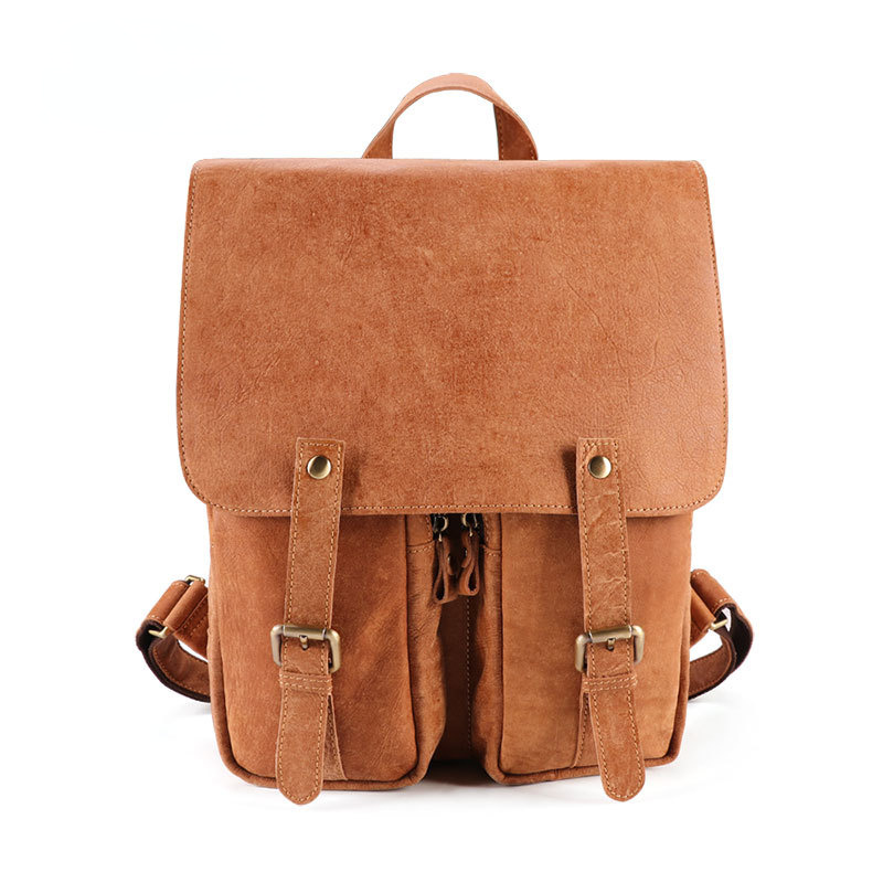 Leisure Vintage Leather Laptop Backpack J6355-Leather Backpack-Polish Brown-Free Shipping Leatheretro