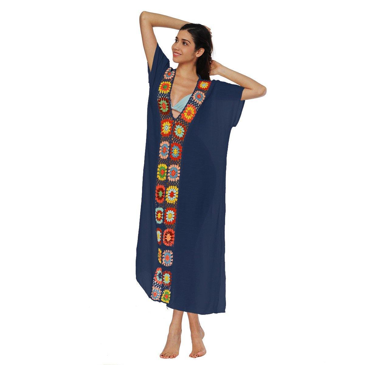 Women Long Summer Beach Cover Ups-Cover Ups-Dark Blue-One Size-Free Shipping Leatheretro