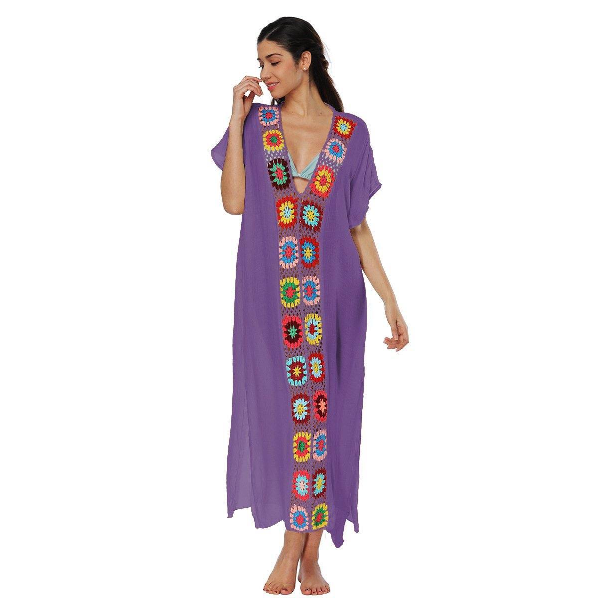 Women Long Summer Beach Cover Ups-Cover Ups-Purple-One Size-Free Shipping Leatheretro