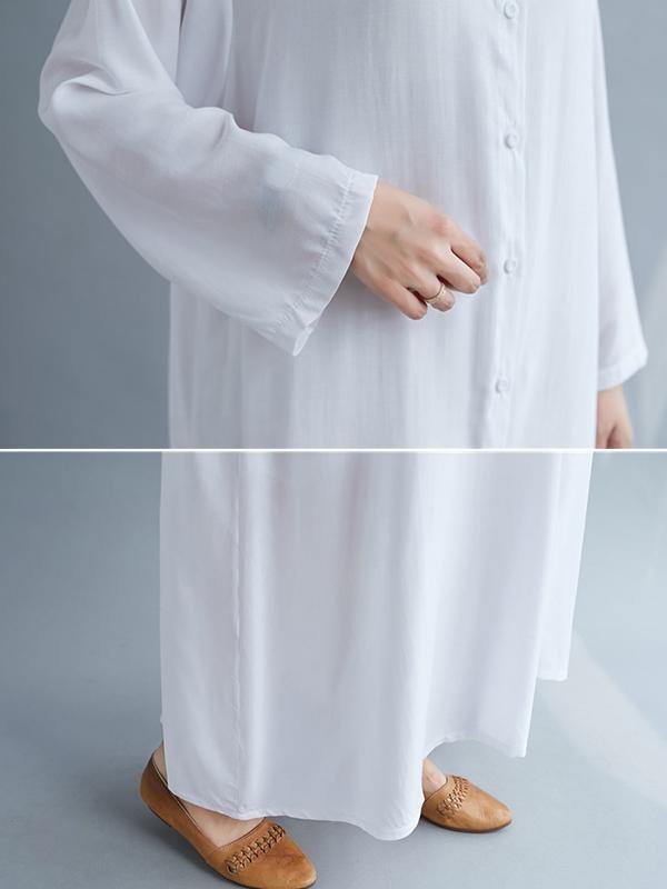 Solid Round-Neck Shirts Long Dress-Maxi Dress-BLACK-FREE SIZE-Free Shipping Leatheretro