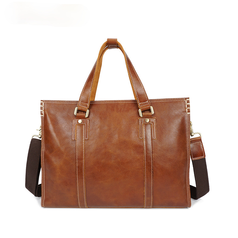 Vintage Shoulder Leather Laptop Briefcase B-8083-Leather Briefcase-Coffee-Free Shipping Leatheretro