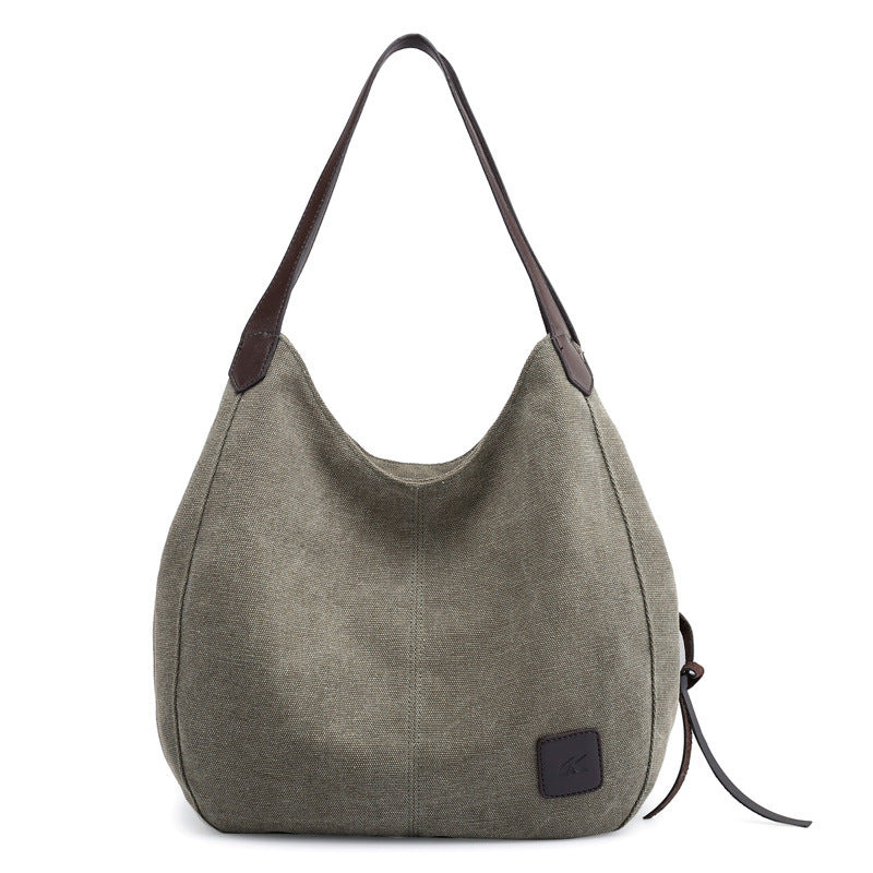 Simple Canvas Handbag for Girls 1317-Handbags-Green-Free Shipping Leatheretro