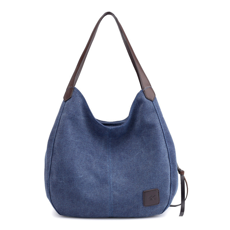 Simple Canvas Handbag for Girls 1317-Handbags-Dark Blue-Free Shipping Leatheretro