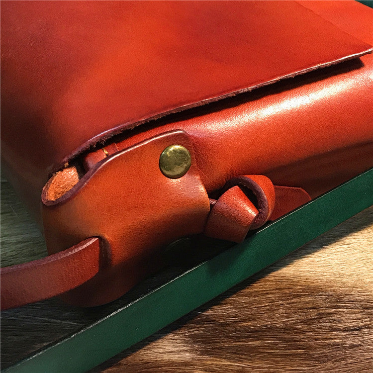 Simple Design Vege Tanned Leather Shoulder Bags 1013-Handbags, Wallets & Cases-Green-Free Shipping Leatheretro