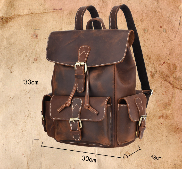 Vintage Casual Leather Rucksack Backpack 3064-Leather Backpack-Dark Brown-Free Shipping Leatheretro