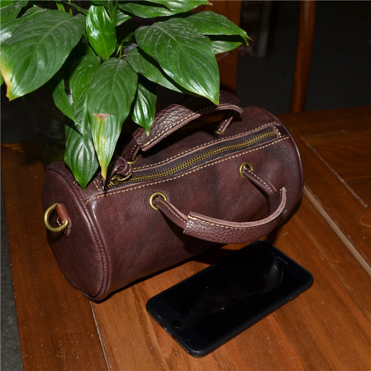 Cute Handmade Vegetable Tanned Leather Shoulder Bucket Bags-Leather Bags for Women-Yellow-Free Shipping Leatheretro