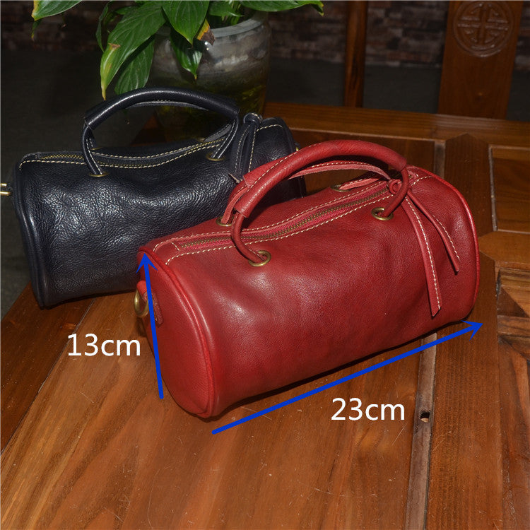 Cute Handmade Vegetable Tanned Leather Shoulder Bucket Bags-Leather Bags for Women-Yellow-Free Shipping Leatheretro