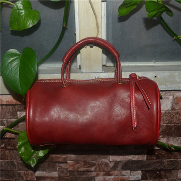 Cute Handmade Vegetable Tanned Leather Shoulder Bucket Bags-Leather Bags for Women-Yellow-Free Shipping Leatheretro