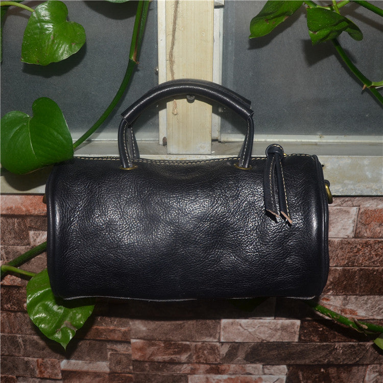 Cute Handmade Vegetable Tanned Leather Shoulder Bucket Bags-Leather Bags for Women-Yellow-Free Shipping Leatheretro