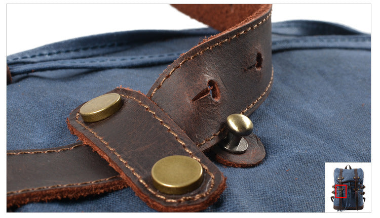 Leisure Leather Canvas Hiking Backpack 9159-Leather Canvas Backpack-Green-Free Shipping Leatheretro