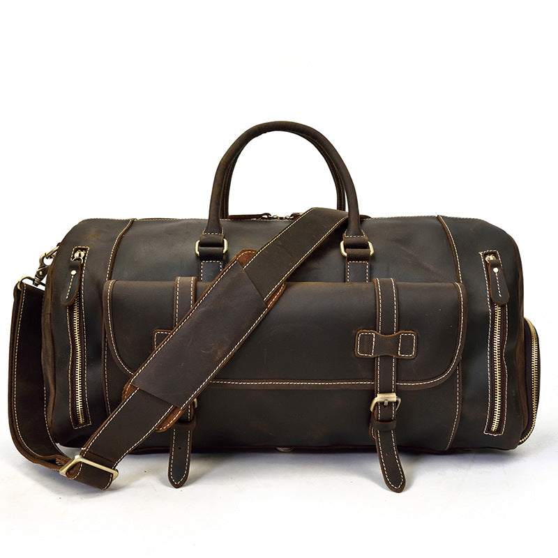 Vintage Men Leather Traveling Duffle Bags 9803-Leather Duffle Bags-Dark Brown-Free Shipping Leatheretro