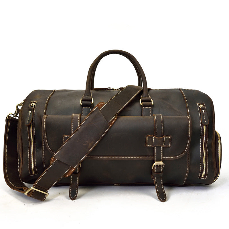 Vintage Men Leather Traveling Duffle Bags 9803-Leather Duffle Bags-Brown-Free Shipping Leatheretro