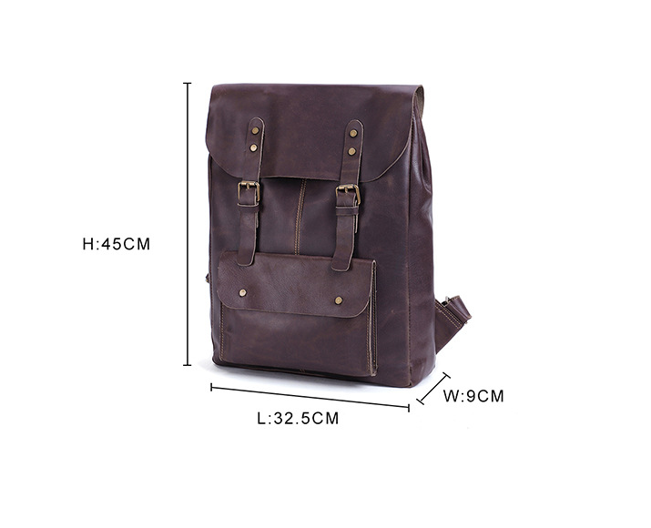 Men Handmade Leather Vintage Leather Laptop Backpack 1224-Leather Backpack-Coffee-Free Shipping Leatheretro