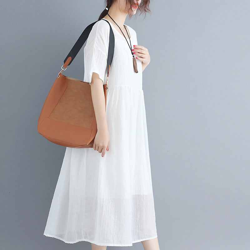 White Casual Summer Long Dresses Sets for Women-Dresses-White-One Size-Free Shipping Leatheretro