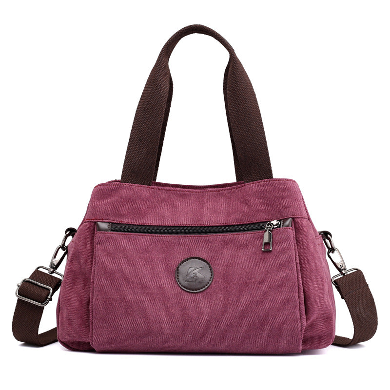 Large Canvas Tote Bags Multi Sections for Women 5081-Handbags-Purple-Free Shipping Leatheretro
