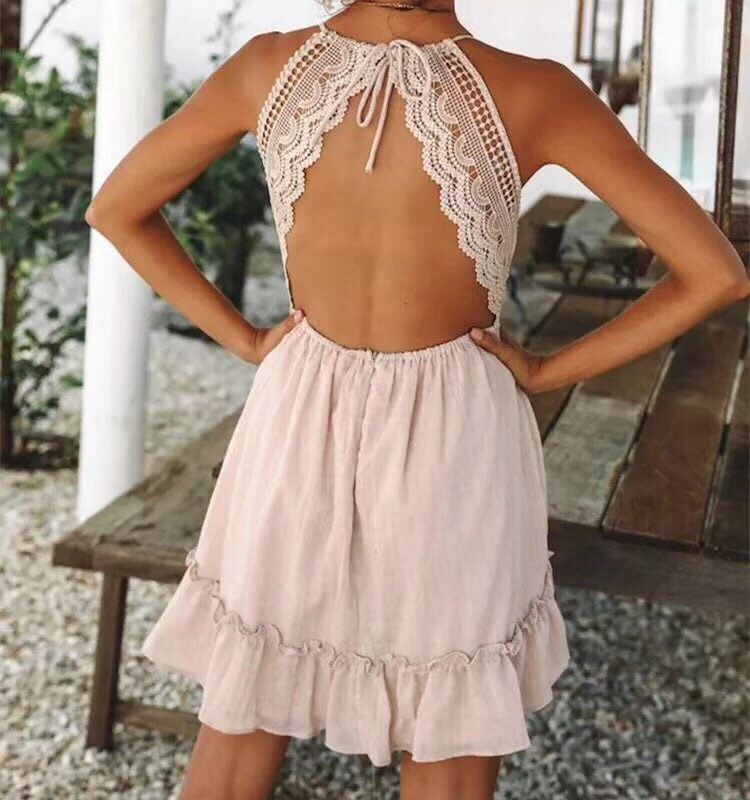 Sexy Backless Summer Mini Dresses-Dresses-White-S-Free Shipping Leatheretro