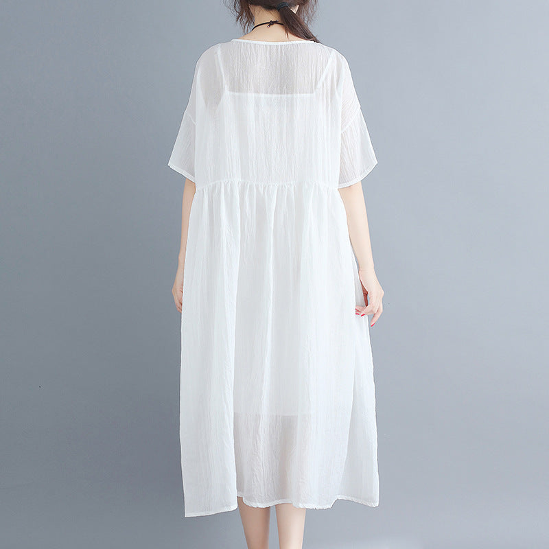White Casual Summer Long Dresses Sets for Women-Dresses-White-One Size-Free Shipping Leatheretro