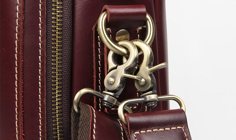 Vintage Genuine Leather Business Briefcase 7167-Briefcases-Wine Red-Free Shipping Leatheretro