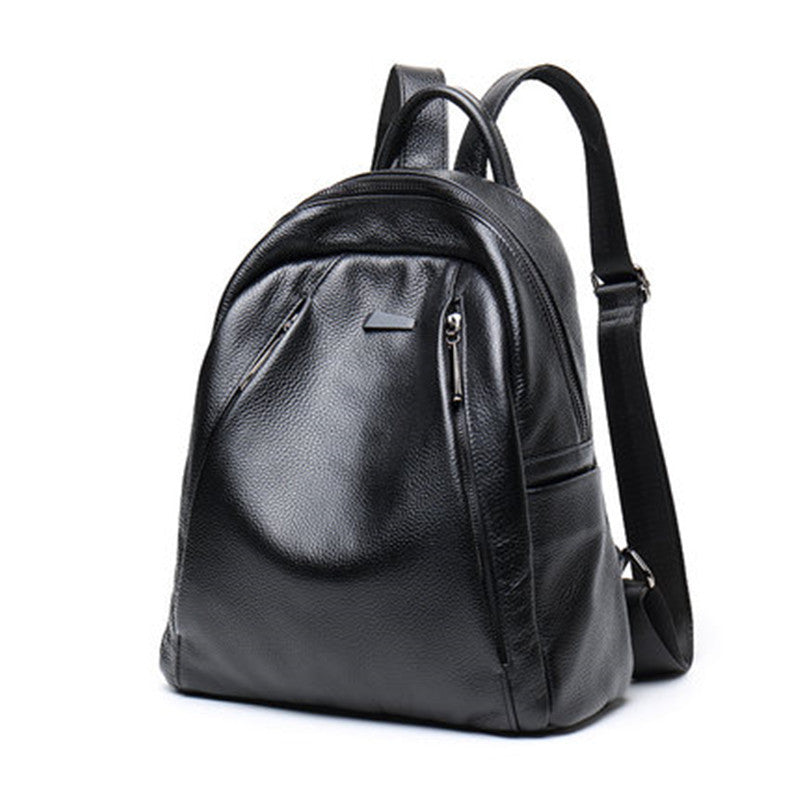 Balck Casual Leather Traveling Backpack for Women-Backpacks-Black-Free Shipping Leatheretro