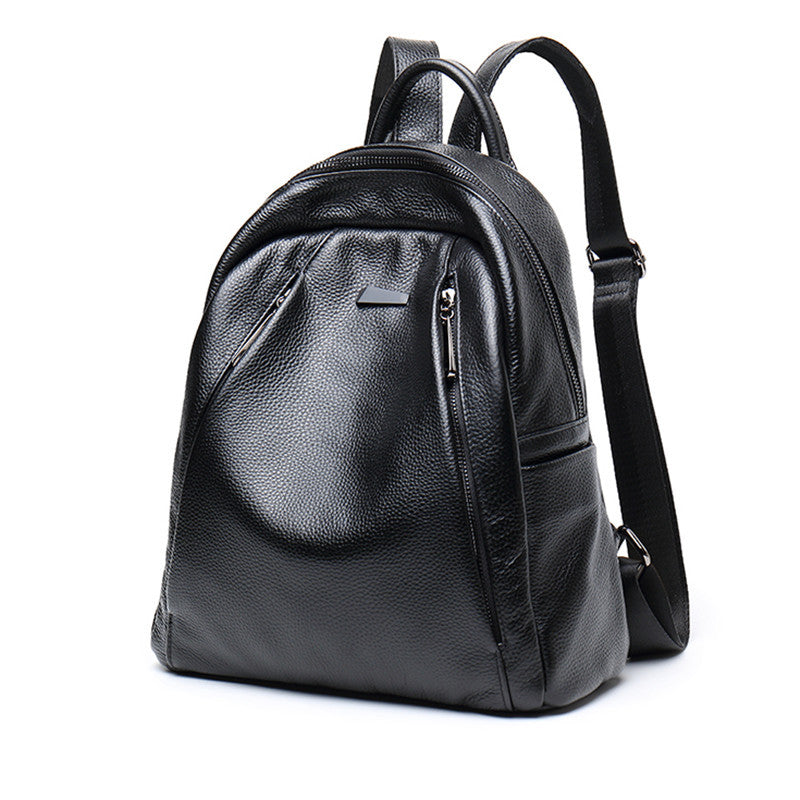 Balck Casual Leather Traveling Backpack for Women-Backpacks-Black-Free Shipping Leatheretro