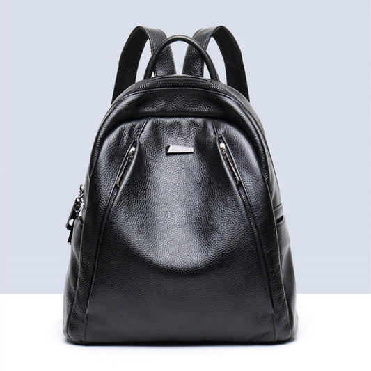 Balck Casual Leather Traveling Backpack for Women-Backpacks-Black-Free Shipping Leatheretro