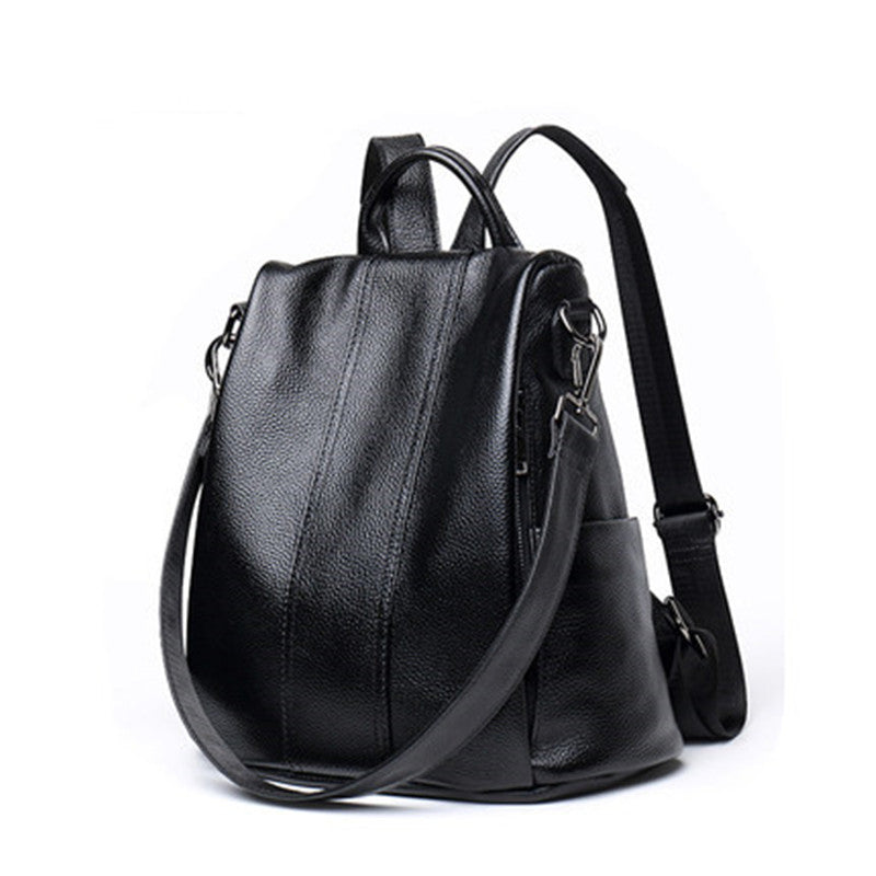 Fashion Cowhide Leather Backpacks for Girls-Backpacks-Black-Free Shipping Leatheretro