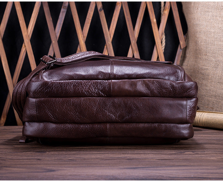 Vintage Men Leather Business Briefcases 15.6" Laptop J9912-Leather Briefcase-Green Oil Wax-Free Shipping Leatheretro