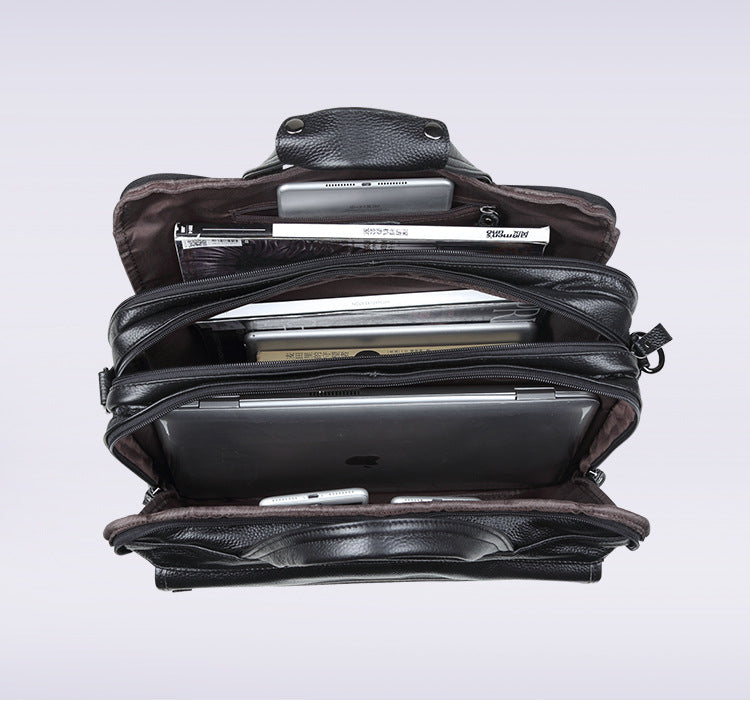 Vintage Men Leather Business Briefcases 15.6" Laptop J9912-Leather Briefcase-Green Oil Wax-Free Shipping Leatheretro