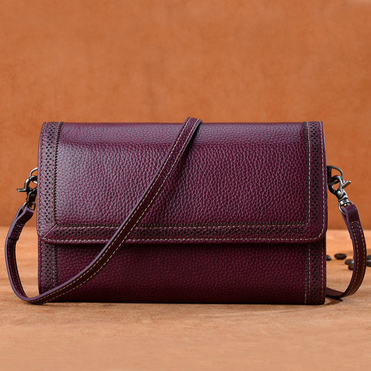 Mini Leather Shoulder Handbag for Women 6962-Handbags, Wallets & Cases-Purple-Free Shipping Leatheretro