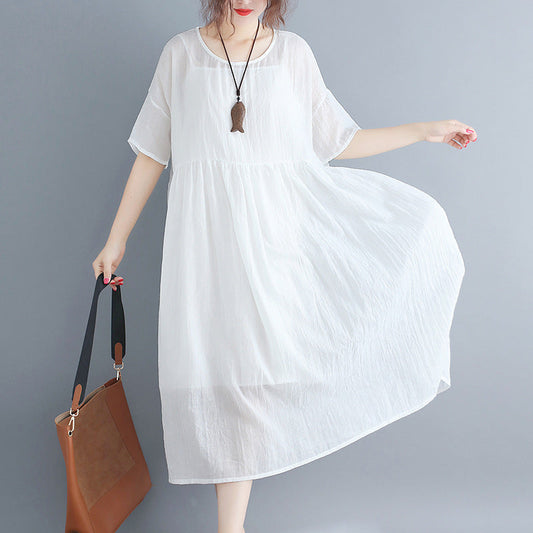 White Casual Summer Long Dresses Sets for Women-Dresses-White-One Size-Free Shipping Leatheretro