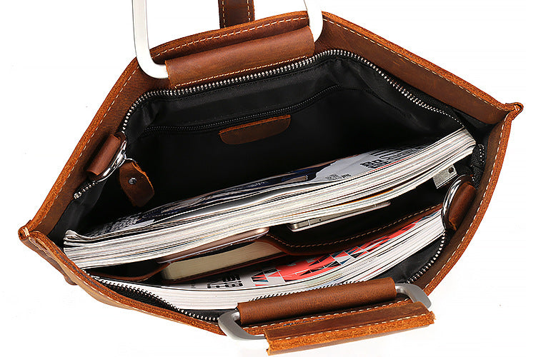 Vintage Leather Business Shoulder Bags 3032-Leather Briefcase-Black-Free Shipping Leatheretro