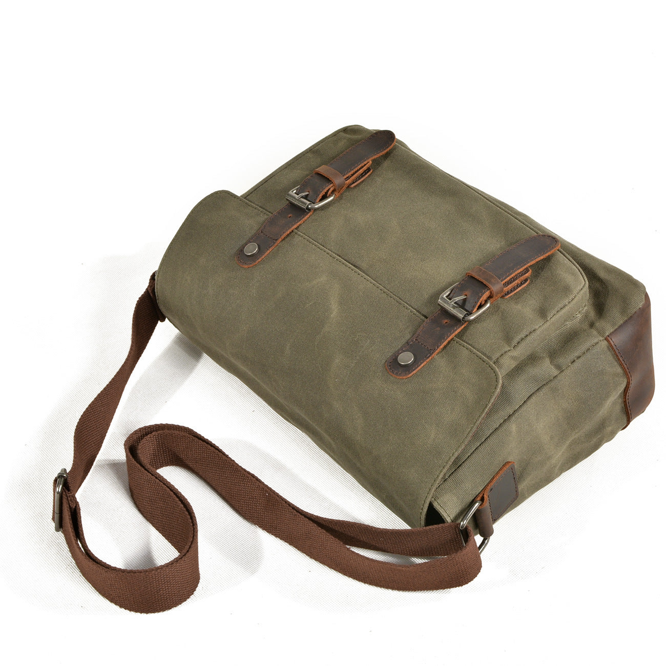 Vintage Water Resisitant Crossbody Bags for Men 6027-Khaki-Free Shipping Leatheretro