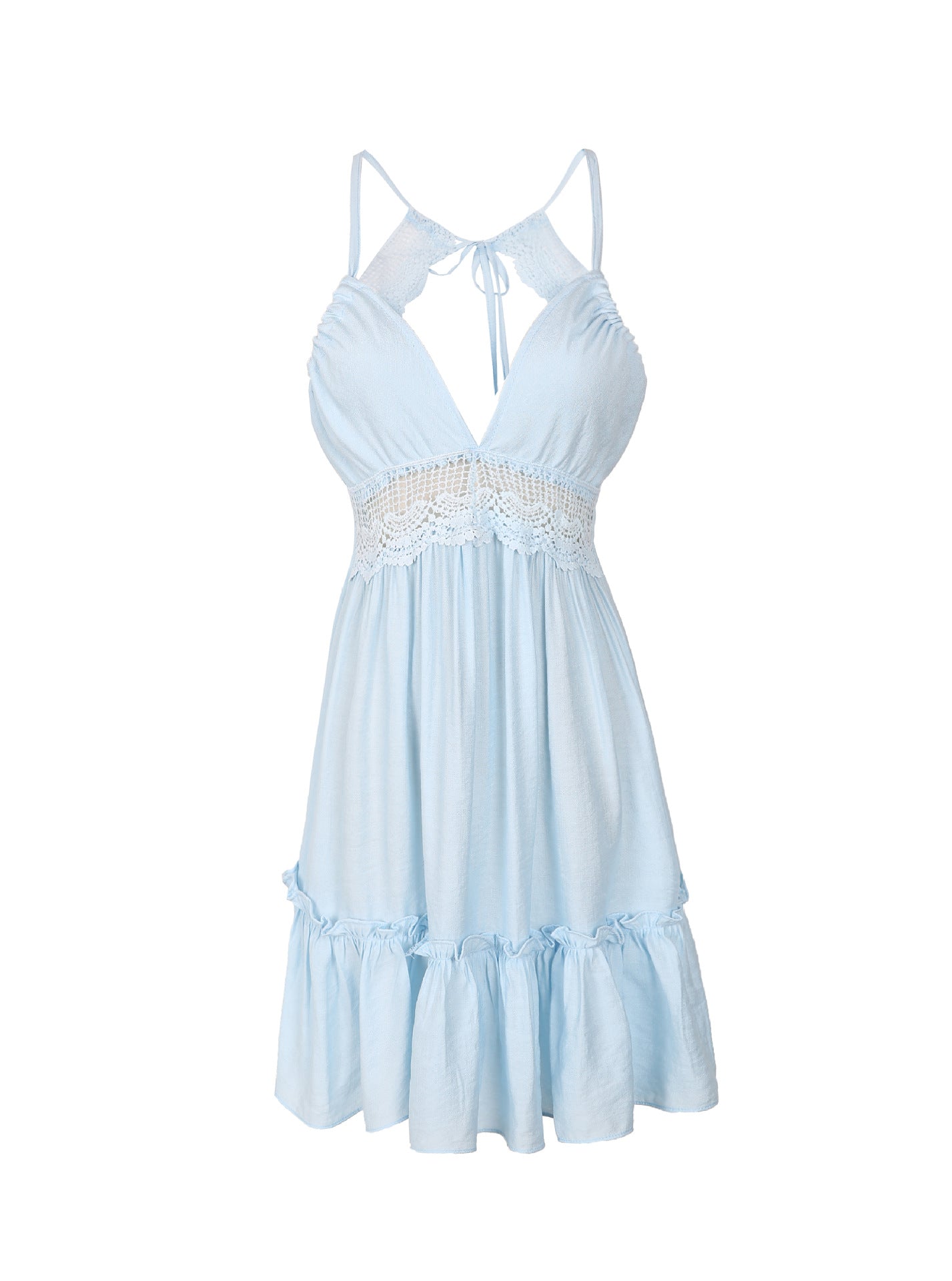 Sexy Backless Summer Mini Dresses-Dresses-Light Blue-S-Free Shipping Leatheretro
