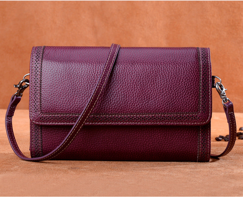 Mini Leather Shoulder Handbag for Women 6962-Handbags, Wallets & Cases-Purple-Free Shipping Leatheretro