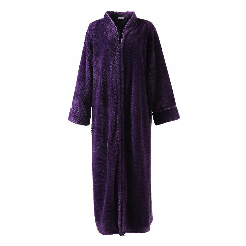 Cozy Fleece Women Sleepwear Gowns-Nightgowns-Gray-M-Free Shipping Leatheretro