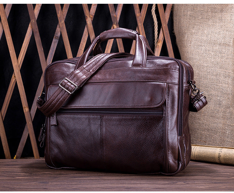 Vintage Men Leather Business Briefcases 15.6" Laptop J9912-Leather Briefcase-Green Oil Wax-Free Shipping Leatheretro