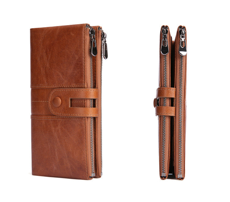 Women Vintage Leather Fashion Long Purse J2072-Leather Wallets-Green-Free Shipping Leatheretro