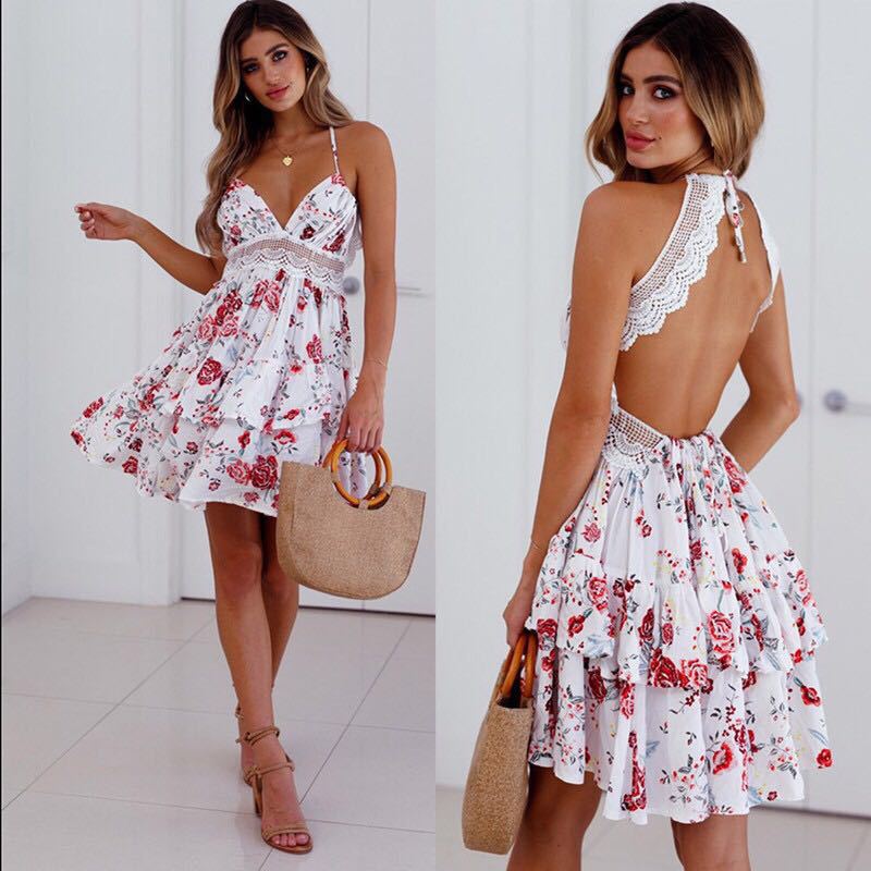 Sexy Backless Summer Mini Dresses-Dresses-White-S-Free Shipping Leatheretro